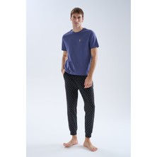 Syah Erkek Pamuklu Kısa Kollu Uzun Pijama Takımı