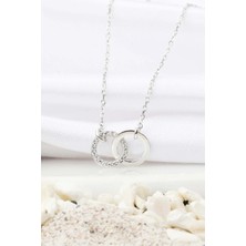 Tayfun Silver Zirkon Taşlı Çift Halka 925 Ayar Gümüş Kolye