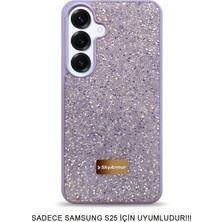 Skyarmor Samsung S25 Uyumlu Kafie Iç Yüzey Tasarımlı Taşlı Işıltılı Parlak Pırlanta Kılıf Dia Plus