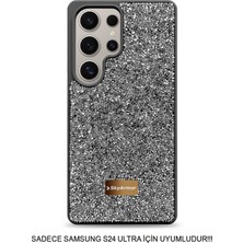 Skyarmor Samsung S24 Ultra Uyumlu Kafie Iç Yüzey Tasarımlı Taşlı Işıltılı Parlak Pırlanta Kılıf Dia Plus