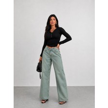 Shevega Milano Açık Mavi Yüksek Bel Tint Yıkama Baggy Jeans Salaş Kot Pantolon