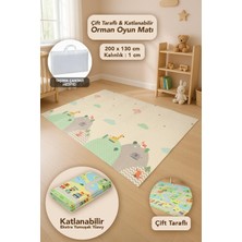 Meleni Baby Çift Taraflı Çocuk Halısı - Katlanabilir Orman ve Hayvan Desenli Bebek Çocuk Oyun Matı 130X200 cm