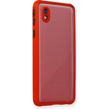 Bezos Galaxy A01 Core Kılıf Miami Şeffaf Silikon - Kırmızı