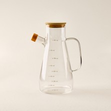 MİEN Mien Bambu Kapaklı Cam Yağlık - Şeffaf - 900 ml
