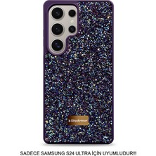 Skyarmor Samsung S24 Ultra Uyumlu Kafie Iç Yüzey Tasarımlı Taşlı Işıltılı Parlak Pırlanta Kılıf Dia Plus