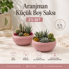 Hep İndirimli Aranjman Saksı - Drenajlı Dekoratif Salon Bahçe Çiçek Kaktüs Saksısı 0,7lt Pembe