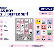Fly Color A5 Dikişli Plastik Kapak 60 Yaprak Kareli Defter Seti