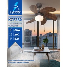 Kendal 6 Kanatlı Ahşap Dekoratif Tavan Vantilatörü 60W KCF280 60W