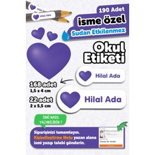 Msticker 190 Adet Kişiye Özel Okul Etiketi Isimli Kalem Defter Suluk Etiket Dayanıklı Etiket Renkli Mor Kalp
