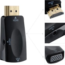 Powermaster PM-13645 HDMI Erkek To VGA Dişi Audio Girişli Çevirici Aparat