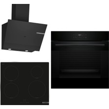 Bosch Indüksiyon Ocaklı Siyah 3 Lü Ankastre Set 640 ( HJG852YB0T - PUE611BB5E - DWK67PJ60T ) - 3D Fry Hava ile Kızartma