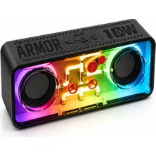 Blic Bls-71 Armor Series Şeffaf Mecha Rgb Işıklı 10W Bluetooth Hoparlör Siyah Tws Destekli Kablosuz Soundbar