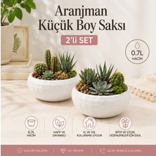 Hep İndirimli Aranjman Saksı - Drenajlı Dekoratif Salon Bahçe Çiçek Kaktüs Saksısı 0,7lt Beyaz