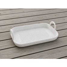 Bezos 3D Baskı Çok Amaçlı Dekoratif Organizer Tepsisi - Masaüstü Düzenleyici, Banyo ve Mutfak Saklama Tepsisi-Beyaz