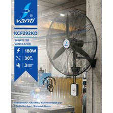 Kendal Duvar Tipi Kumandalı Sanayi Vantilatör 180W KCF292KD