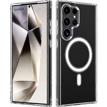 Bzontech Samsung S24 Ultra Uyumlu Yumuşak Magsafe Kablosuz Şarj Destekli Şeffaf Kılıf Kamera Için Yükseltilmiş Çerçeve