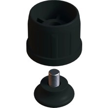 CATEKSSS 38 mm Kademeli Plastik Rotil Ayak M8 - Boru Profil Ayağı Tezgah Ayarlı Ayak Siyah (2 Adet)