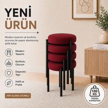 Evdera Mobilya Cemre 4lü Puf Tabure Bench Makyaj Sandalyesi Siyah Ayak