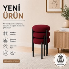 Evdera Mobilya Cemre 3lü Puf Tabure Bench Makyaj Sandalyesi Siyah Ayak