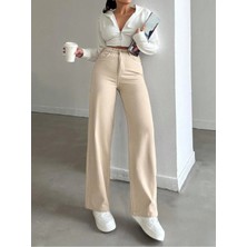 Shevega Krem Bol Paça Salaş Wide Leg Jeans