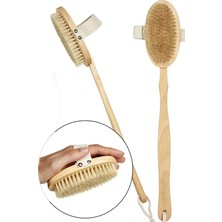 Doğal At Kılı Banyo Sırt Kesesi Uzun Ahşap Saplı Yumuşak Fırçalı Doğal Kese 41 cm