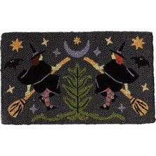 Anthropologie Mystic Cat Plum Baskılı Hindistan Cevizi Lifi Kapı Paspası