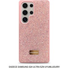 Skyarmor Samsung S24 Ultra Uyumlu Kafie Iç Yüzey Tasarımlı Taşlı Işıltılı Parlak Pırlanta Kılıf Dia Plus