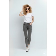Shevega Kadın Antrasit Likralı Boyfriend Mom Jean Pantolon
