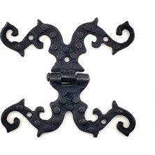 ALK Antika Tarz Dekoratif Pirinç Süslü Menteşe - 100X90 Mm, Oksit