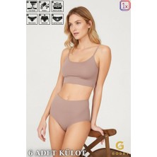 Goddy Yüksek Bel Basic Lazer Kesim Bikini Külot 6'lı Paket Polimer Premium Yumuşak Kumaş
