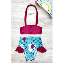 Ay Kids Kız Çocuk Deniz Kabuğu Desenli Bikini Takımı 2802-F