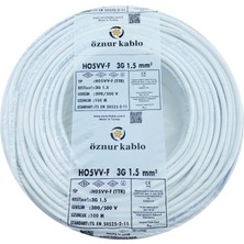 Aboveya Öznur MARKA%100 Bakır 3x1.5 mm Ttr Elektrik Kablosu (Beyaz, 15 Metre)