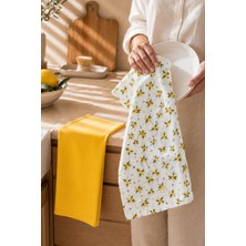 Kamcey Home 2'li Limon Desenli ve Sarı %100 Pamuk Mutfak Kurulama Bezi Seti
