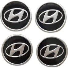 Gardenauto Hyundaı Siyah Jant Göbeği Jant Göbek Arması Sticker 4'lü Set 60MM