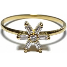Nova Grup Çiçek Figürlü Zirkon Taşlı 14 Ayar Altın Yüzük