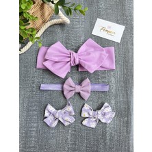 Pempem Bandana Kız Bebek Mor Bandana Toka Set