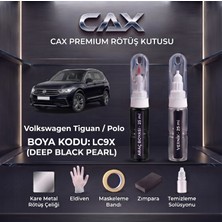CAXCOLORS Volkswagen Tiguan / Polo LC9X Deep Black Pearl Rötüş Boyası ve Premium Rötüş Seti (25 ml Boya + 25 ml Vernik + Ekipmanlar)