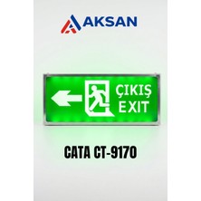 Cata CT-9170 LED Şarjlı Acil Çıkış Levhası 3 Saat Süreli Çift Taraflı Exit Armatürü Yeşil 35X14.5CM