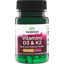 Swanson Vitamin D3 ve K2 Takviye Edici Gıda 60 Kapsül