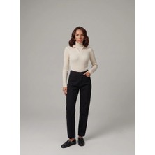 Shevega Mamaliga Siyah Mom Jeans Boyfriend Keten Pantolon