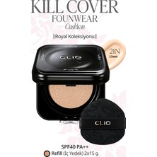 Clio Cıca Içerikli, Yüksek Kapatıcı Yarı Mat Clıo Kill Cover Founwear Cushion Set (21N Linen) SPF40PA++