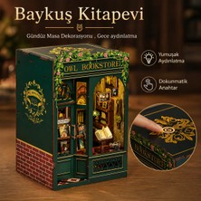 Empressco Owl Bookstore Mini Book Nook Dıy Kit – Kendin Yap Minyatür Oyuncak Ev - LED Işıklı Hobi Seti