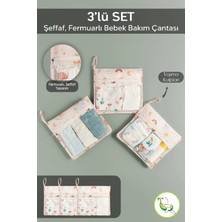 Meleni Baby 3'lü Bavul Valiz Içi Düzenleyici Set - Fermuarlı Şeffaf Pencereli Seyahat Hastane Çantası Organizeri