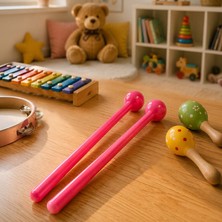 Midex ORF-TFK-23PK Pembe Çocuk Davulu Tokmağı 23 cm Ritim Çubuğu Örf Aleti (Karbon Fiber)
