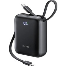 Mcdodo MC-8620 10000 Mah 22.5W Pd Hızlı Şarj Dahili Kablolu Powerbank - Siyah