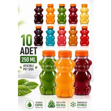 M&B Water Bottle 10'lu Ayıcık Şişe – Okul ve Piknik Için Eğlenceli Çocuk Meyve Suyu Şişesi 250 ml