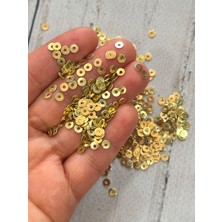 4 mm Metal Pul Pirinç Paslanmaz Oya, Hobi Pulu, Ortadan Delikli (25 Gr)