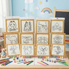 Çılgıntrend Mini Tuval Çocuk Boyama Seti 20X20 cm - Akrilik Boya ve Fırçalı Eğlenceli Çocuk Aktivite Seti