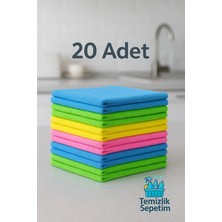 Temizlik Sepeti Temizliksepeti Mikrofiber Temizlik Bezi - 20 Adet - 40X40 cm | Yüksek Emicilik – Renkli Çok Amaçlı Bez