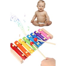 Bebek Ahşap Müzik Aleti 8 Nota 8 Ton 8 Tuşlu Oyuncak Selefon Ahşap 8 Notalı Ksilofon